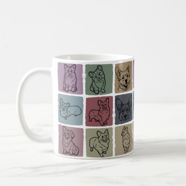 Caneca De Café Acessórios para Bebidas Corgi Fofo Presente Retro  (Esquerda)