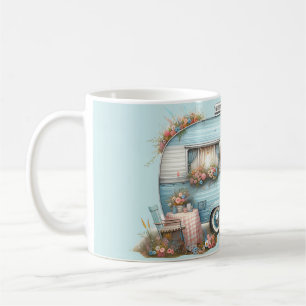 Caneca De Café Aconchegante Floral Camper Boho Acentos Vintage