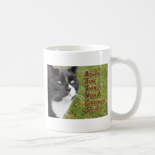 Caneca De Café Aconselhamento de Motivação do Gato Tuxedo com Grã (Direita)