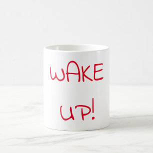 Caneca De Café Acordar para cima, tipografia vermelha