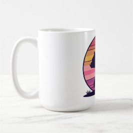 Caneca De Café Acorde cedo - Design Sunset Urso Retroativo Engraç