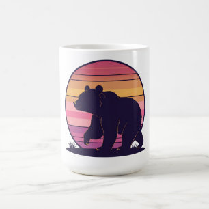 Caneca De Café Acorde cedo - Frio de Design sunset do Urso Retro 
