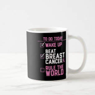 Caneca De Café Acorde Derrote Câncer de Mama Domine o Mundo 2