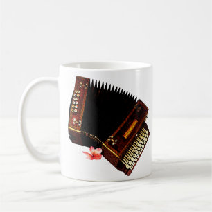 Caneca De Café Acordeão e Plumeria - Instrumento Musical