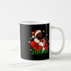Caneca De Café Acredite em Black-santa Claus no Natal afro-americ