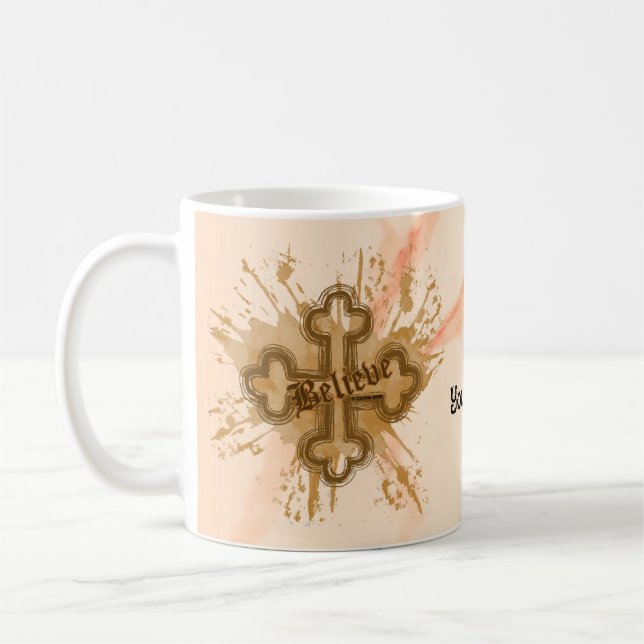 Caneca De Café Acredite em Christian Cross Mug (Esquerda)
