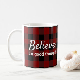 Caneca De Café Acredite Em Coisas Boas Xadrez Rustico Lenhador