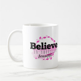 Caneca De Café Acredite Em Si Mesmo Aquarela Rosa Motivacional