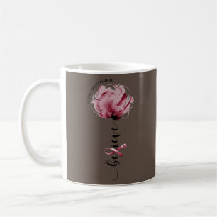 Caneca De Café Acredite na Flor de Fita Burgundy de Mieloma Múlti