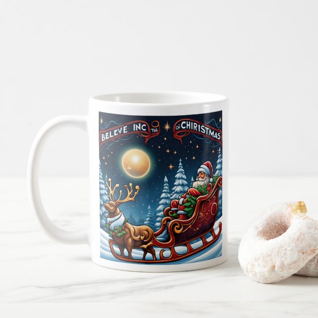 Caneca De Café Acredite na Magia do Natal (Com Donut)