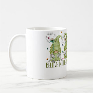 Caneca De Café Acredite Na Magia Gnome Para Mulheres Dandelion Ma