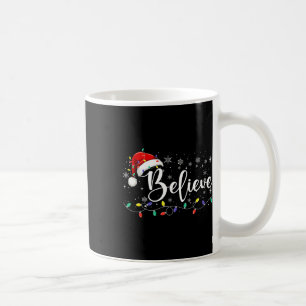Caneca De Café Acredite no Natal Luz Vermelha Santa Hat Família X