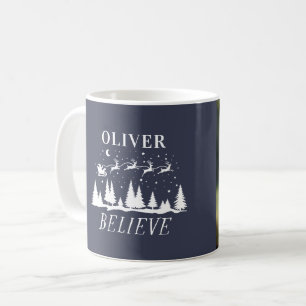 Caneca De Café Acredite no Papai Noel Natal tradicional foto azul