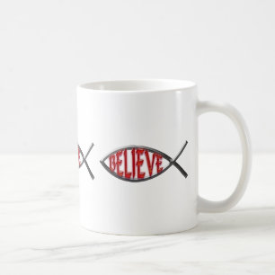Caneca De Café Acredite Peixe- Vermelho