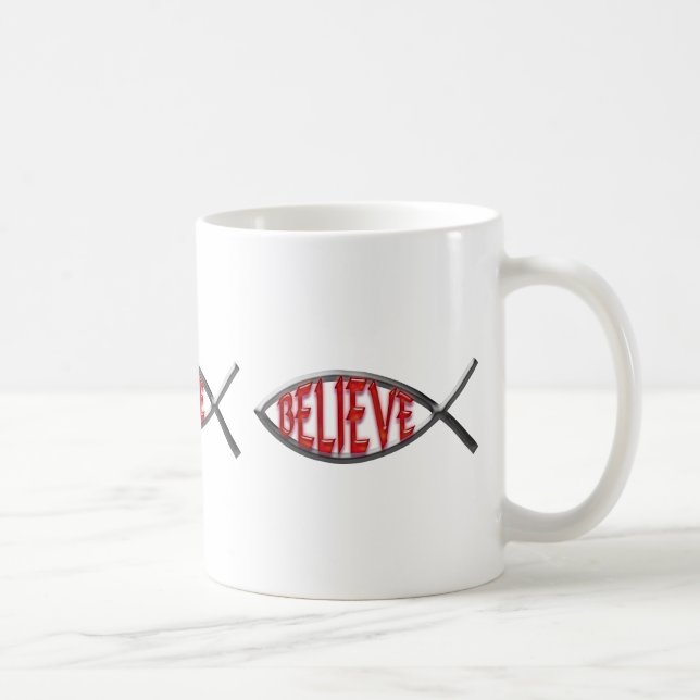 Caneca De Café Acredite Peixe- Vermelho (Direita)