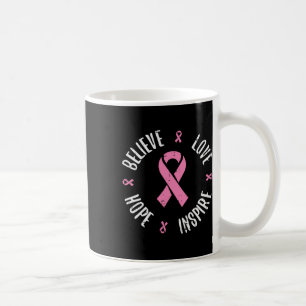 Caneca De Café Acreditem no Amor Esperança Friso Rosa Cancer Awar