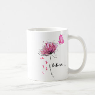 Caneca De Café Acreditem no Cancer da Mama da Frota da Borboleta 