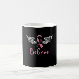 Caneca De Café Acreditem no presente de fita rosa-Apoio ao cancer