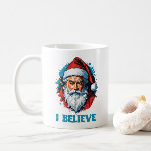 Caneca De Café Acredito em Santa Claus Grafite Style Design