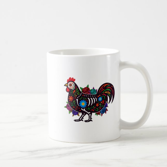Caneca De Café Açúcar Crânio Frango Dia De Muertos Dia De Hallowe (Direita)