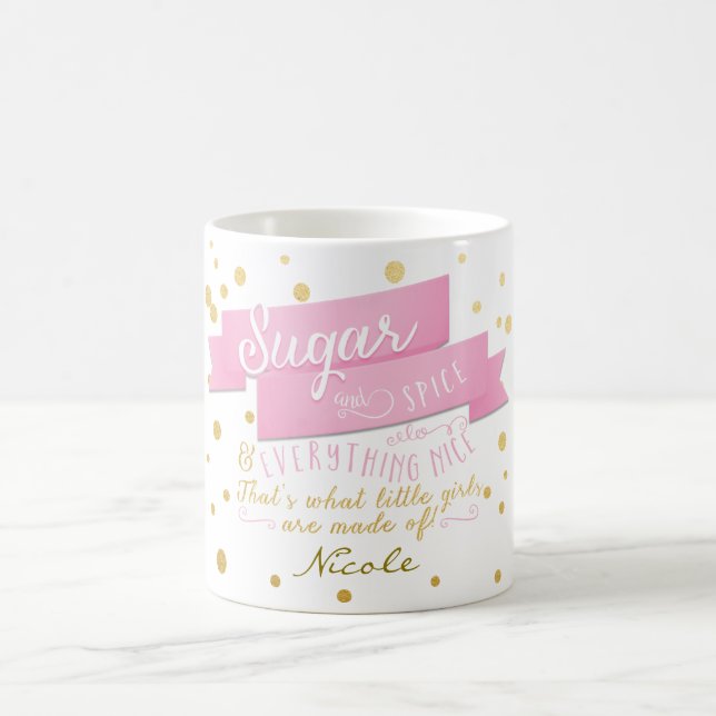 Caneca De Café Açúcar e especiarias Tudo Rosa e Dourado Café Mug (Centro)