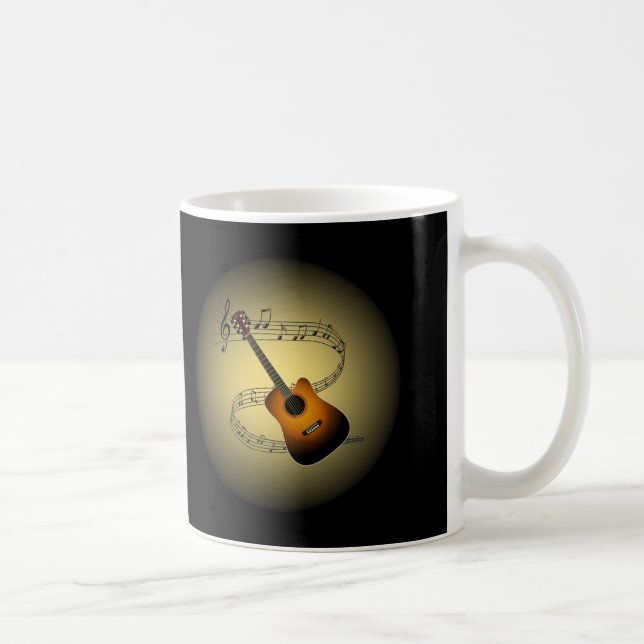 Caneca De Café Acústica Guitarra~ Escala Musical ~ Globo Musical  (Direita)