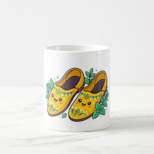 Caneca De Café Acutucas Babouche Marroquinas Amarelas Kawaii