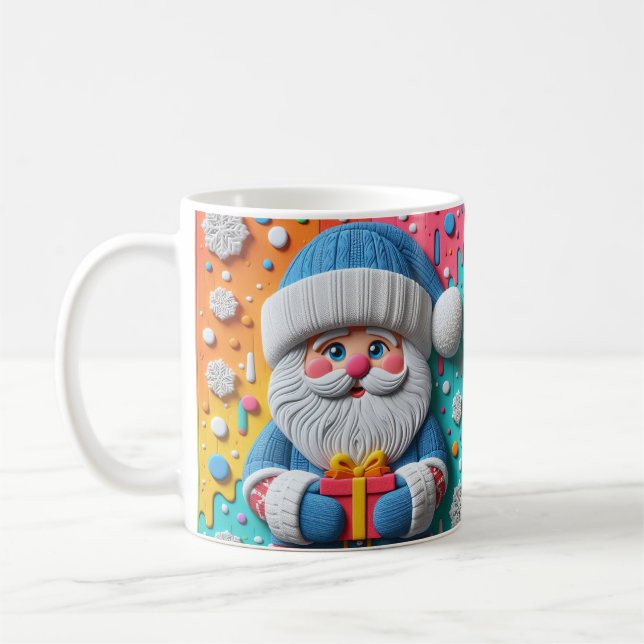 Caneca De Café AD 017 - Gráfico digital de Natal Papai Noel 3d  (Esquerda)