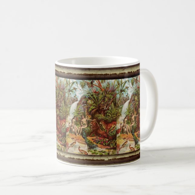 Caneca De Café Adão e Eva no Jardim (Frente Esquerda)