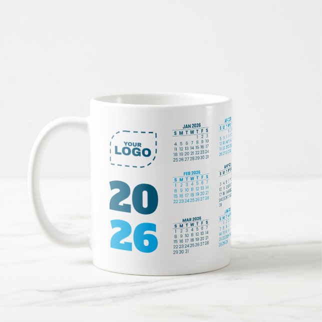 Caneca De Café Add Your Logo Business 2026 Calendar Mug (Esquerda)
