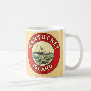 Caneca De Café Adesivo Circular da Ilha Nantucket