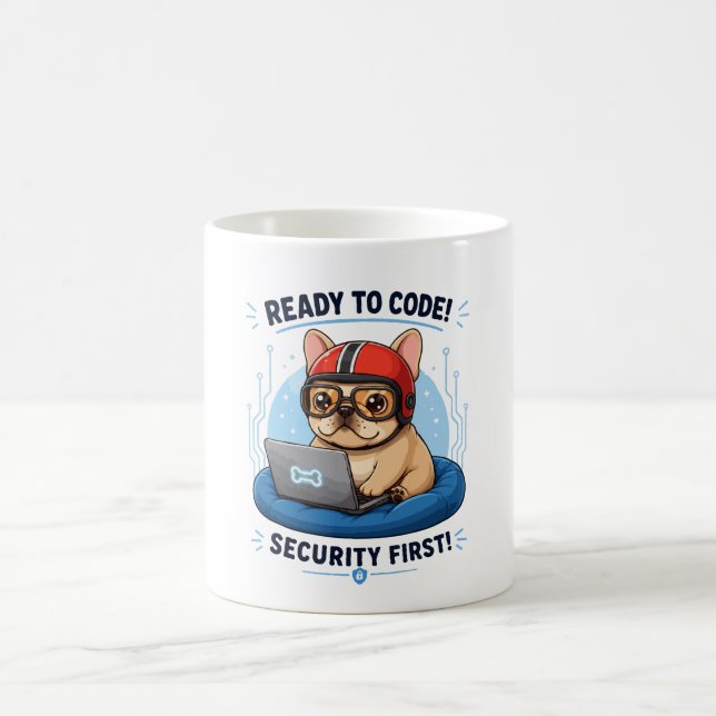 Caneca De Café Adesivo de Cachorro de Cibersegurança de Codificad (Centro)