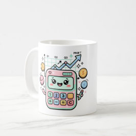 Caneca De Café Adesivo de Calculadora Financeira Pastel Kawaii pa