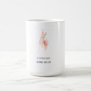 Caneca De Café Adesivo de Chuvinha de Bebê com Coração de Dedos M