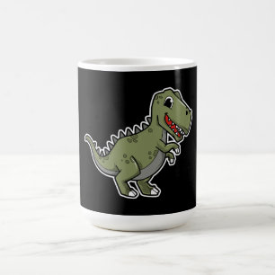 Caneca De Café Adesivo de Dinossauro T-Rex Fofo – Dino de Desenho