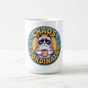 Caneca De Café Adesivo de Gato Coordenador de Caos - Café Irritad