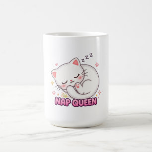 Caneca De Café Adesivo de Gato Rainha do Sono Gato Fofo Dormind