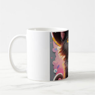Caneca De Café Adesivo de Halloween de Gato Preto com Chapéu de B