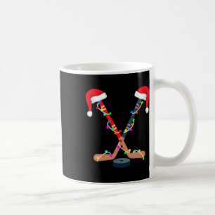 Caneca De Café Adesivo de hóquei no gelo de Natal Chapéu de Papai