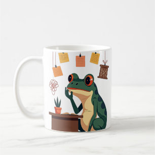 Caneca De Café Adesivo de Rã Pensativa Engraçado Humor Ansiedade