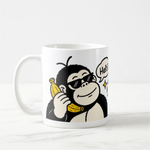 Caneca De Café Adesivo de telefone de banana de gorila engraçado