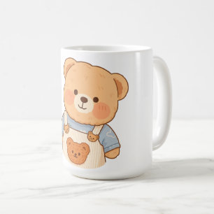 Caneca De Café Adesivo de Urso de Pelúcia Fofo – Kawaii Adorável
