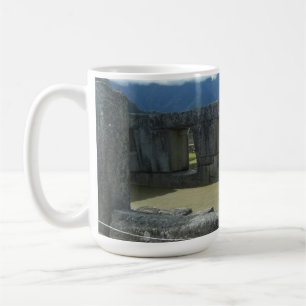Caneca De Café Adesivo de Vista da Janela de Ruínas de Pedra Inca