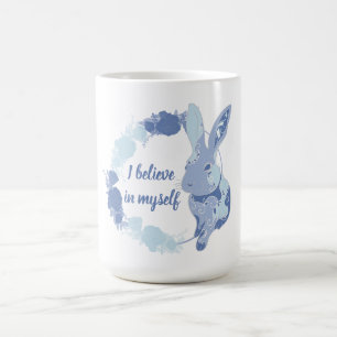 Caneca De Café Adesivo do Coelho Coco “Eu Acredito em Mim” Azul