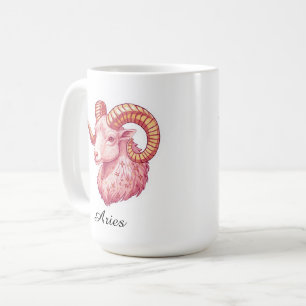 Caneca De Café Adesivo do Zodíaco Celestial de Áries - Arte Rosa