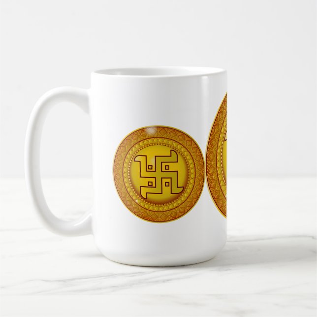 Caneca De Café Adesivo Dourado Hindu Swastik (Esquerda)