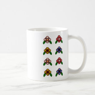 Caneca De Café Adesivo Pixel Art Floral (rosa-pálido)