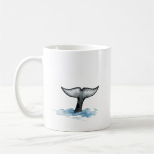 Caneca De Café Adesivos de cauda de baleia assassina em aquarela