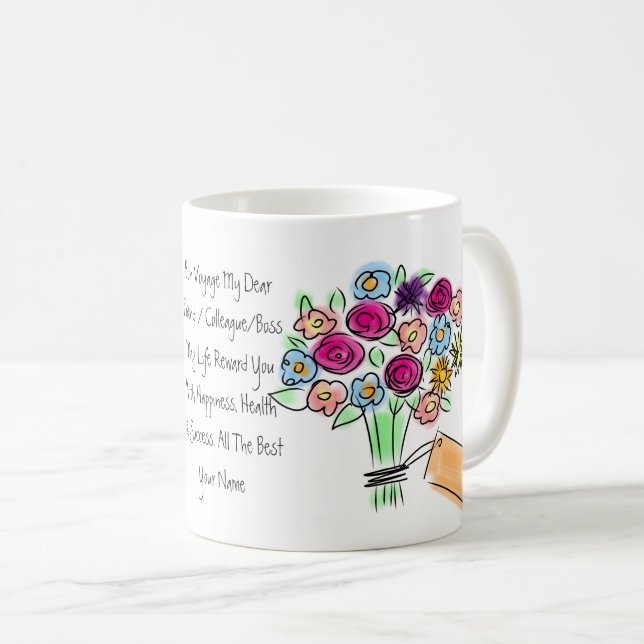 Caneca De Café Adeus Presente Mulher das Flores Personalizadas (Frente Esquerda)