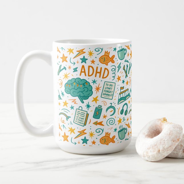 Caneca De Café ADHD: Magicamente distraído (Com Donut)